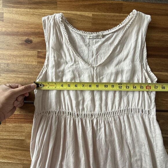 Valentina Naldi Linen dress Midi size Large Lagenlook boho coastal Minimal - Picture 14 of 15